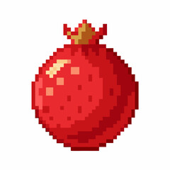 Pixel Art Pomegranate Retro Style Digital Fruit Illustration