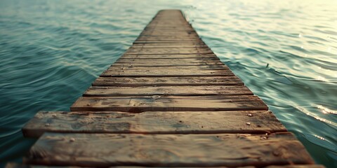 Fototapeta premium Hazard to Walkers Caused by Perilous Opening on Timber Pathway Above Water