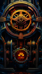 Fototapeta premium the power and precision of a big mechanical equipment, gears turning and pistons pumping perfectly.