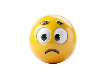 Fototapeta premium 3D Yellow Emoticon with Worried Expression. Isolated on transparent background