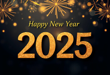 Happy New Year 2025 text with gold texture. new-year background.