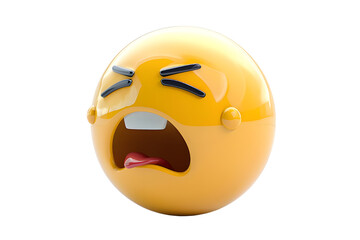 3D Yellow Emoji Crying in Pain. Isolated on transparent background