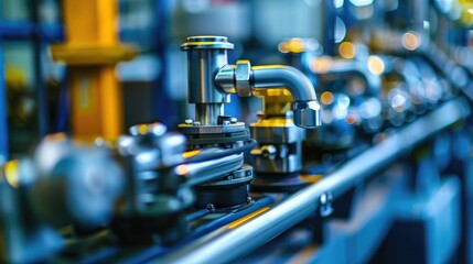 Fototapeta premium Sleek Industrial Pipes Showcasing Precision Engineering in a Modern Facility