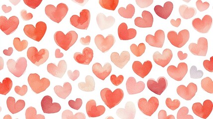 Watercolor Hearts Pattern Seamless Background Valentine s Day Love Romance