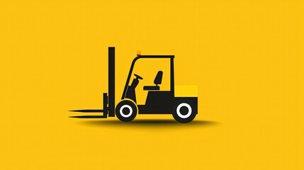 Fototapeta premium Forklift Icon on Yellow Background
