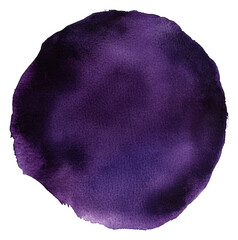 Purple watercolor circle on textured surface, cut out - stock png.