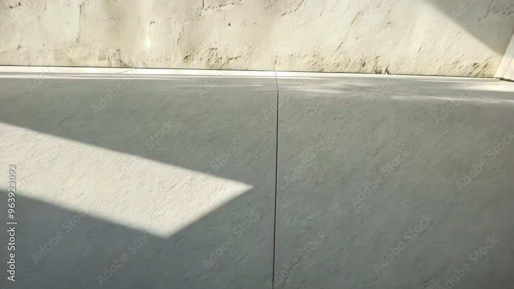 Aufkleber exploring the minimalist design of an empty concrete space with natural light shadows in a contempor