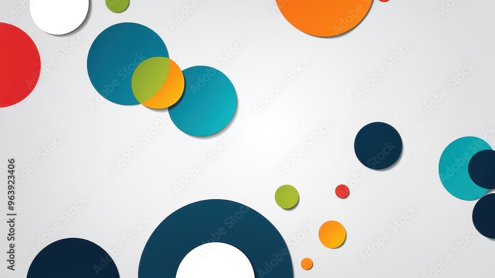 Aufkleber abstract design featuring colorful circles on a light background.