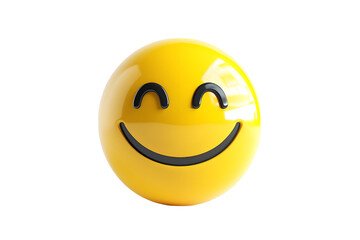 Fototapeta premium 3D Yellow Smiley Face Emoji. Isolated on transparent background