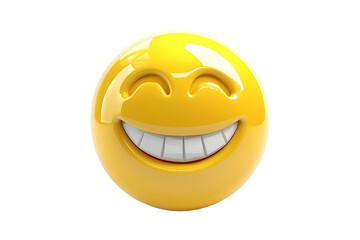 Fototapeta premium Smiling Yellow Emoticon 3D Illustration. Isolated on transparent background