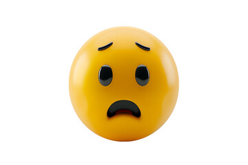 Fototapeta premium Worried Emoticon, Yellow, 3D Rendering. Isolated on transparent background