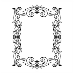luxury black and white frame with a engraved floral design vintage
