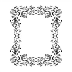 luxury black and white frame with a engraved floral design vintage