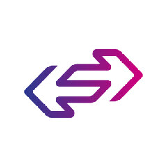 Left right arrows design vector, Transfer arrows icon, Gradient arrow icon symbol