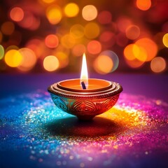 Indian festival happy Diwali oil lamp or diya