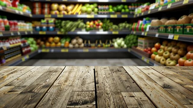 Exploring a vibrant grocery store filled with fresh produce and pantry staples in a bustling urban setting
