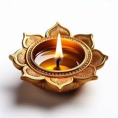 Indian festival happy Diwali oil lamp or diya on white background