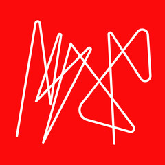 Abstract Design in red and white colour combination outline line drawing.