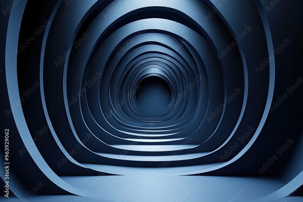 Aufkleber abstract blue curved tunnel with depth. this image is perfect for adding a futuristic and modern fee