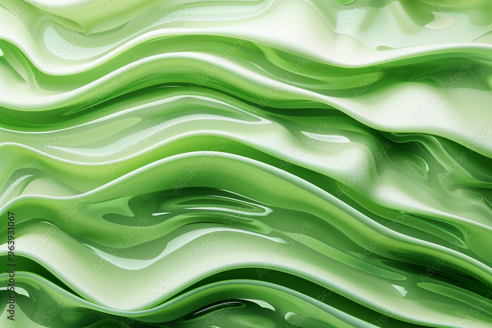 Poster waves, ripple and green with water drop pattern with mockup for 3d, digital and texture. environment
