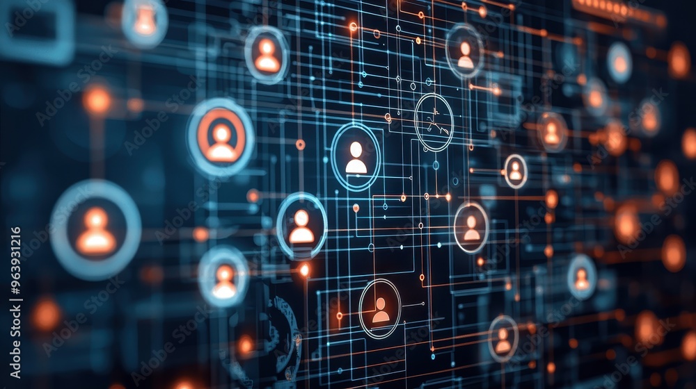 Aufkleber abstract digital network with user icons and connections