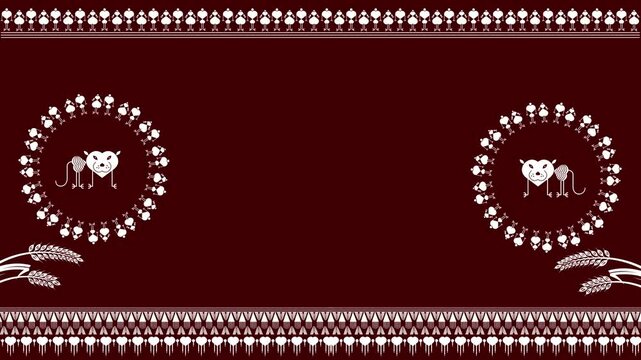 illustration of an background with circles Warli Art  Unique Animation  Decor. Warli Art Rural Life, Cultural Depiction, Ethnic Animation Decor,reindeer banner