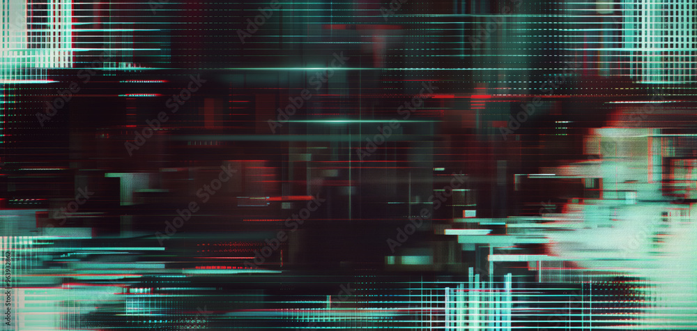 Poster abstract glitch texture with dot and grid patterns