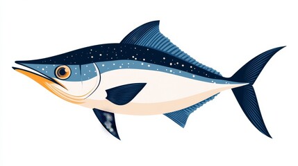 Naklejka premium A vibrant illustration of a tuna fish showcasing its sleek body and distinctive colors, perfect for marine-themed projects.