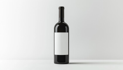 A simple, elegant wine bottle with a blank label, emphasizing minimalism and potential for customization.