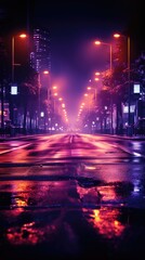 Dark street, asphalt abstract dark blue background, empty dark scene, neon light,  