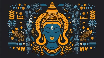 Spiritual Illustration with Floral Pattern and Geometric Shapes