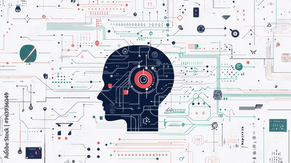 Poster artificial intelligence abstract circuit board design