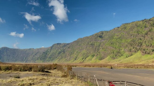 Teletubbies Hill at the day in the Mount Bromo National Park area, East Java, Indonesia.