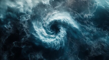 Vortex of swirling ocean waves, dramatic energy