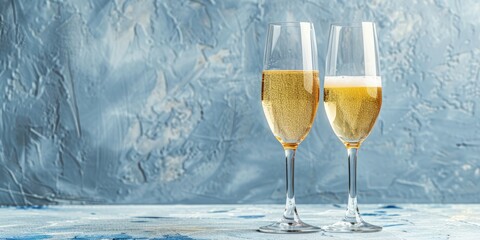 Toast with sparkling wine or white wine in elegant glassware