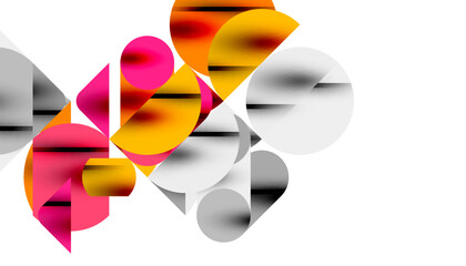 Color beautiful circles, semi circles, squares and round triangles. Geometric mosaic style pattern abstract background for wallpaper, banner, backdrop, card, book Illustration, landing page