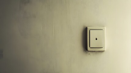 A close-up of a minimalist, modern light switch on a clean, white wall