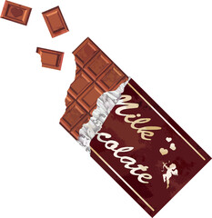 バレンタイン　バレンタインデー　ギフト　板チョコレート　チョコ　水彩　手描き　イラスト素材