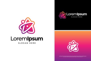 Elegant star tech logo vector design template