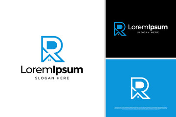 House letter R real estate logo vector design template