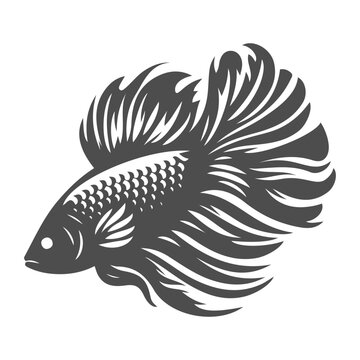 recommend clip art: Artwork of beta fish. Silhouette of beta fighter fish on isolated background.