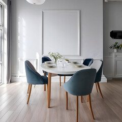 render dining cafes dresser blank apartment background 3d white mockup illustration