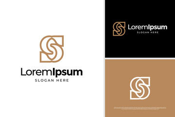 Elegant letter S line logo design, initial S geometric logo vector design template