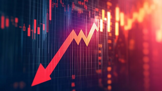 illustration of arrow down, market stocks background concept