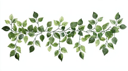 Obraz premium Green Leaves Branch Isolated on White Background