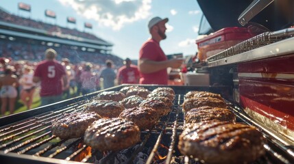 Grilled Burgers at a Tailgate Party