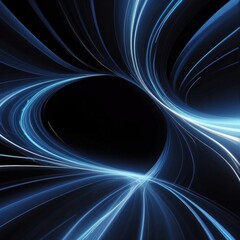 Obraz premium Abstract light trails in shades of cool blue weave dynamically against black background