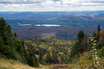 Mont Tremblant Ski Resort autumn scenery from the top of the Mont Tremblant. Quebec, Canada.
