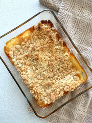 Homemade peach crumble