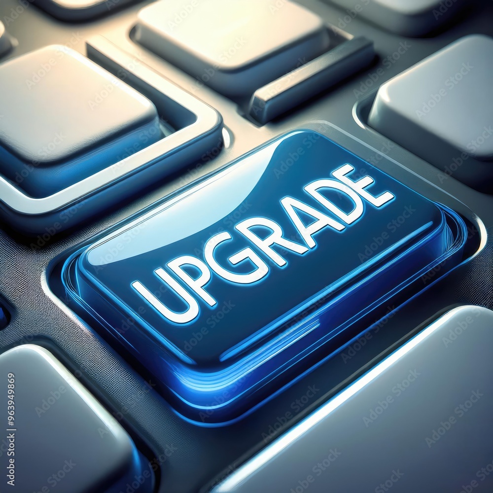 Poster blue upgrade button on keyboard.